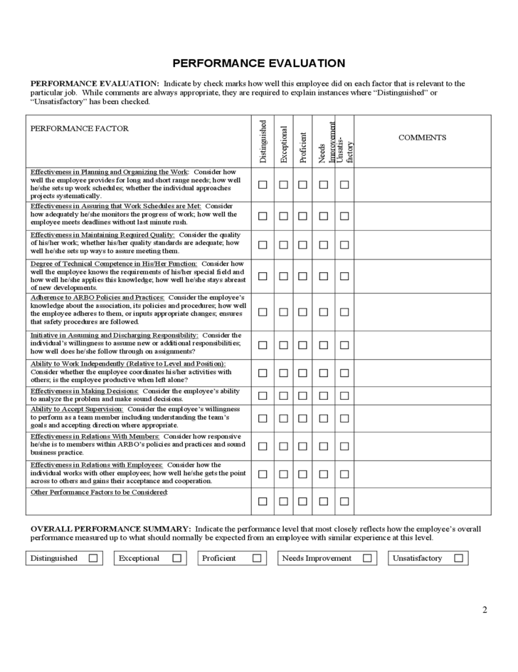Employee Evaluation Form Free Download